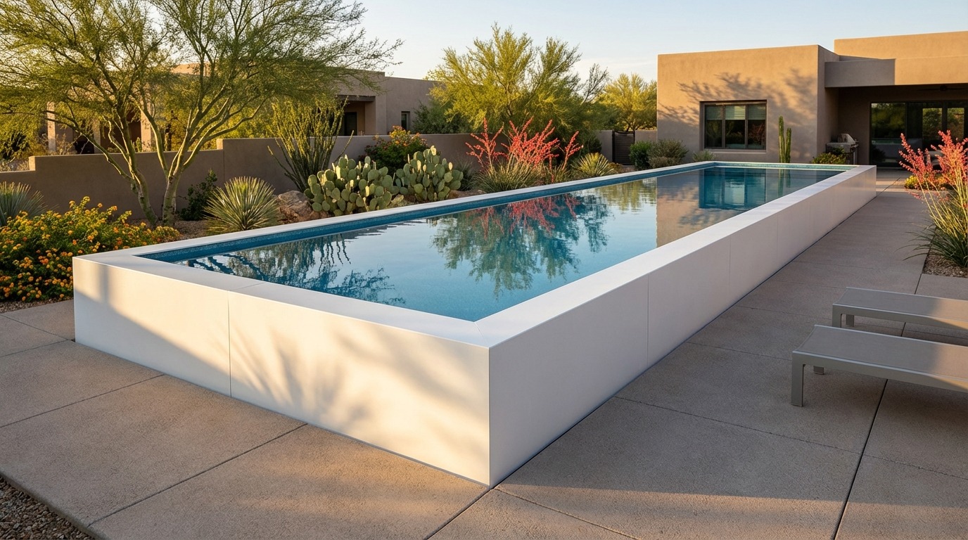 12 x 60 Alpine White Blue Topaz Architectural Pool