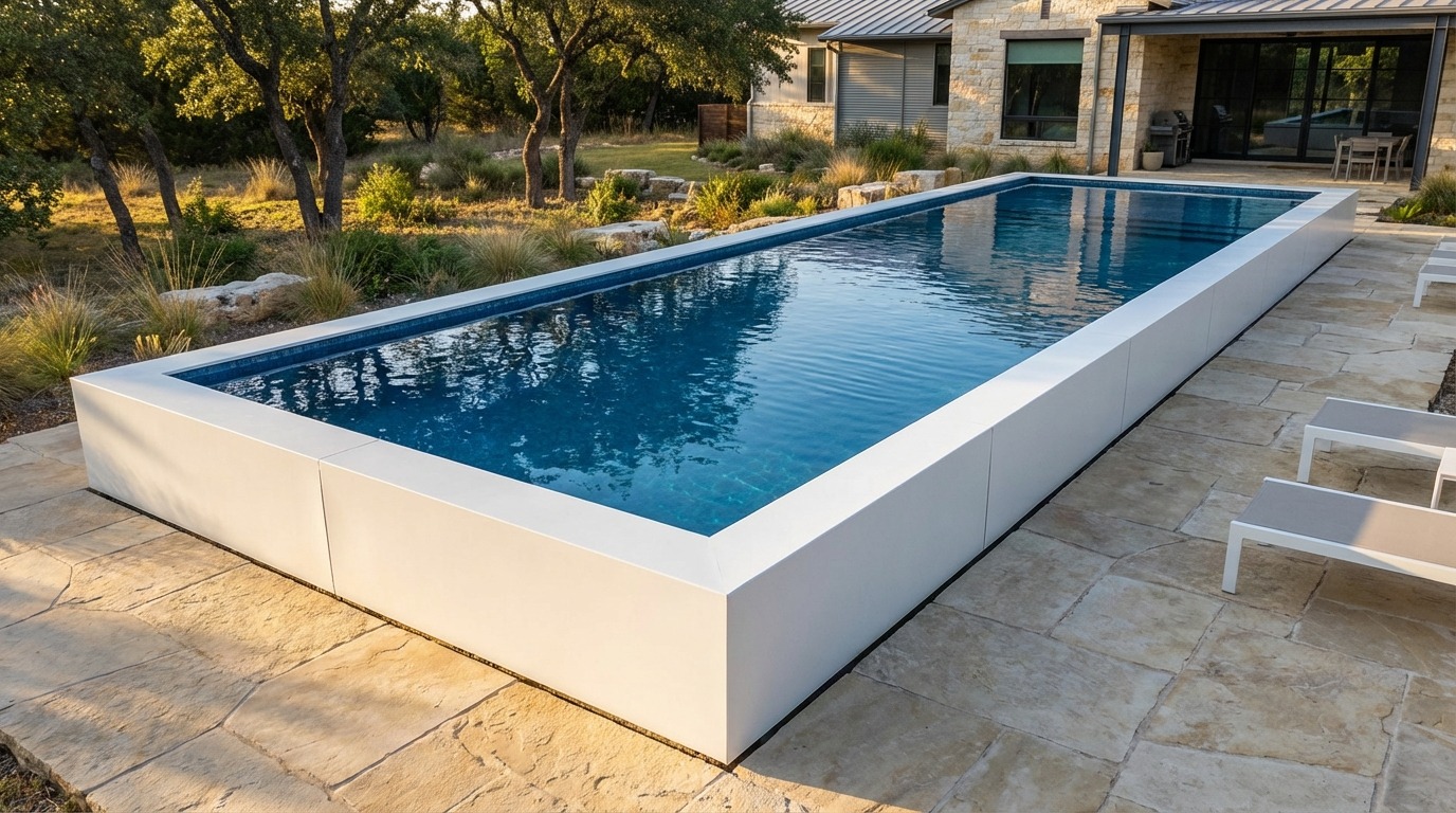 12 x 60 Alpine White Mystic Blue Architectural Pool