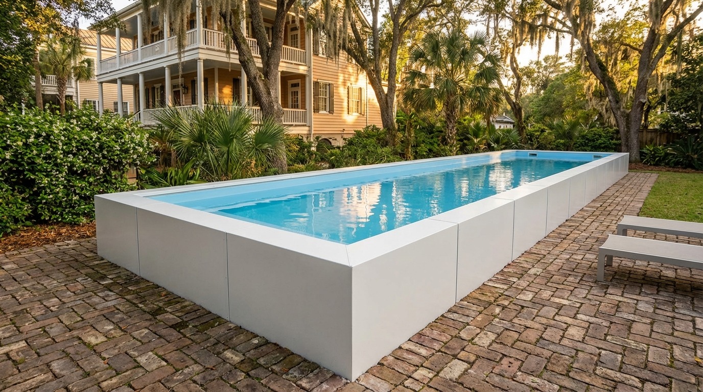12 x 60 Alpine White Aqua Blue Architectural Pool