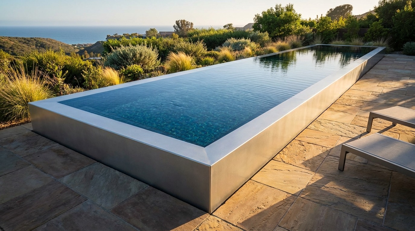 12 x 60 Platinum Silver Black Sapphire Architectural Pool