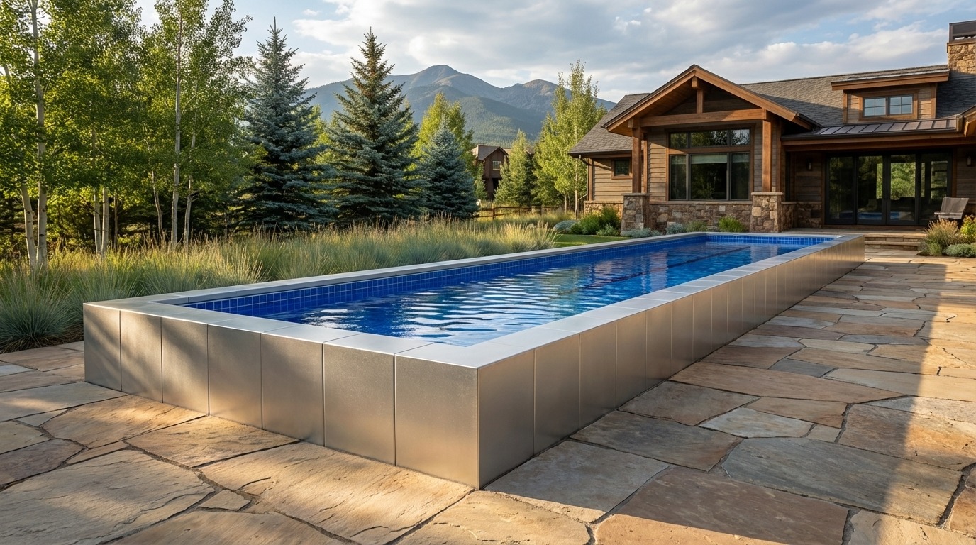 12 x 60 Platinum Silver Blue Matrix Architectural Pool