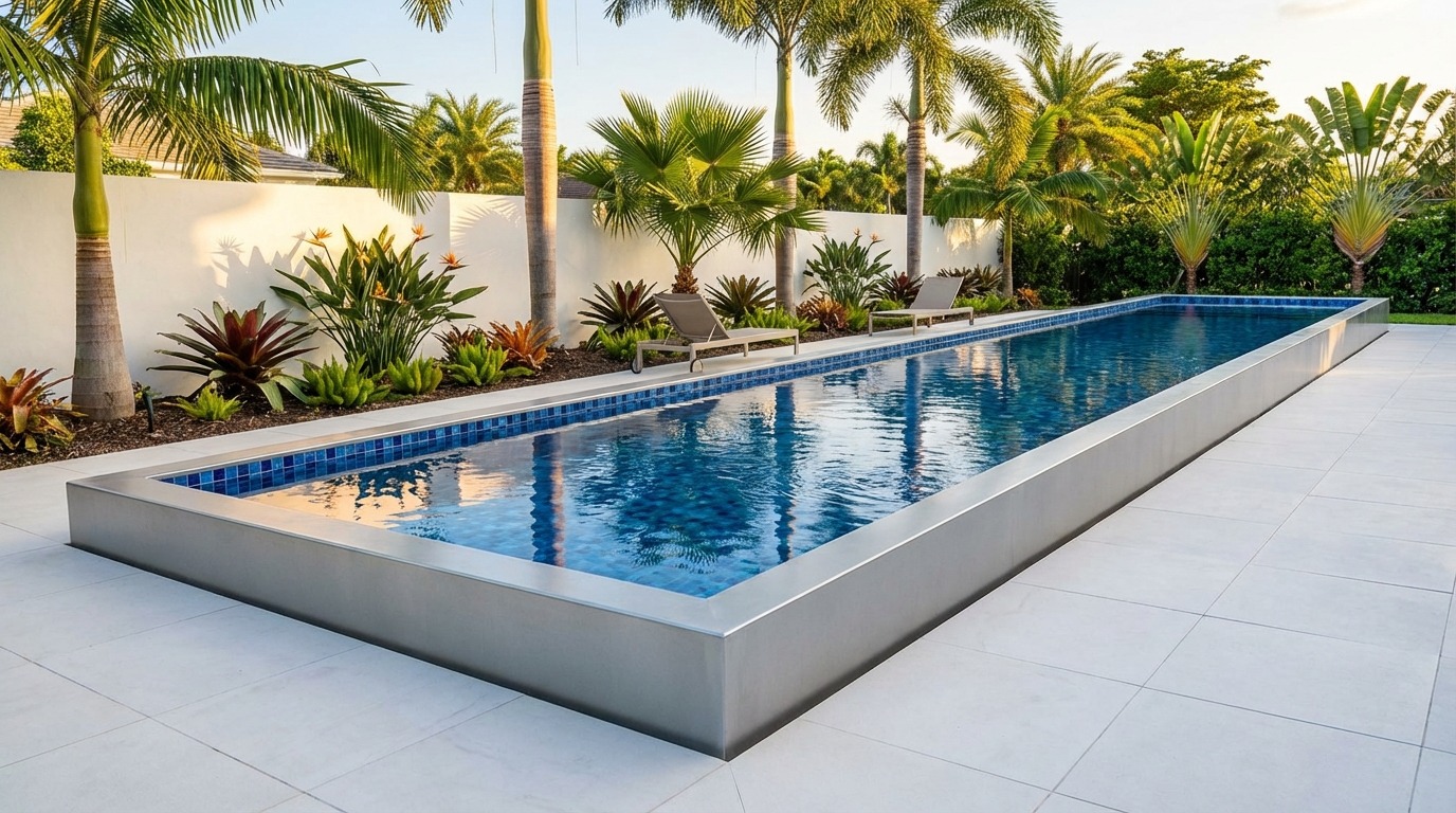 12 x 60 Platinum Silver Mystic Blue Architectural Pool