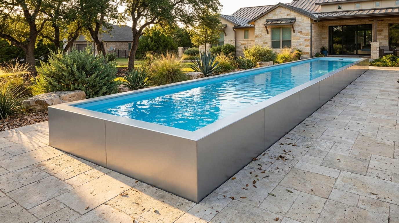 12 x 60 Platinum Silver Aqua Blue Architectural Pool