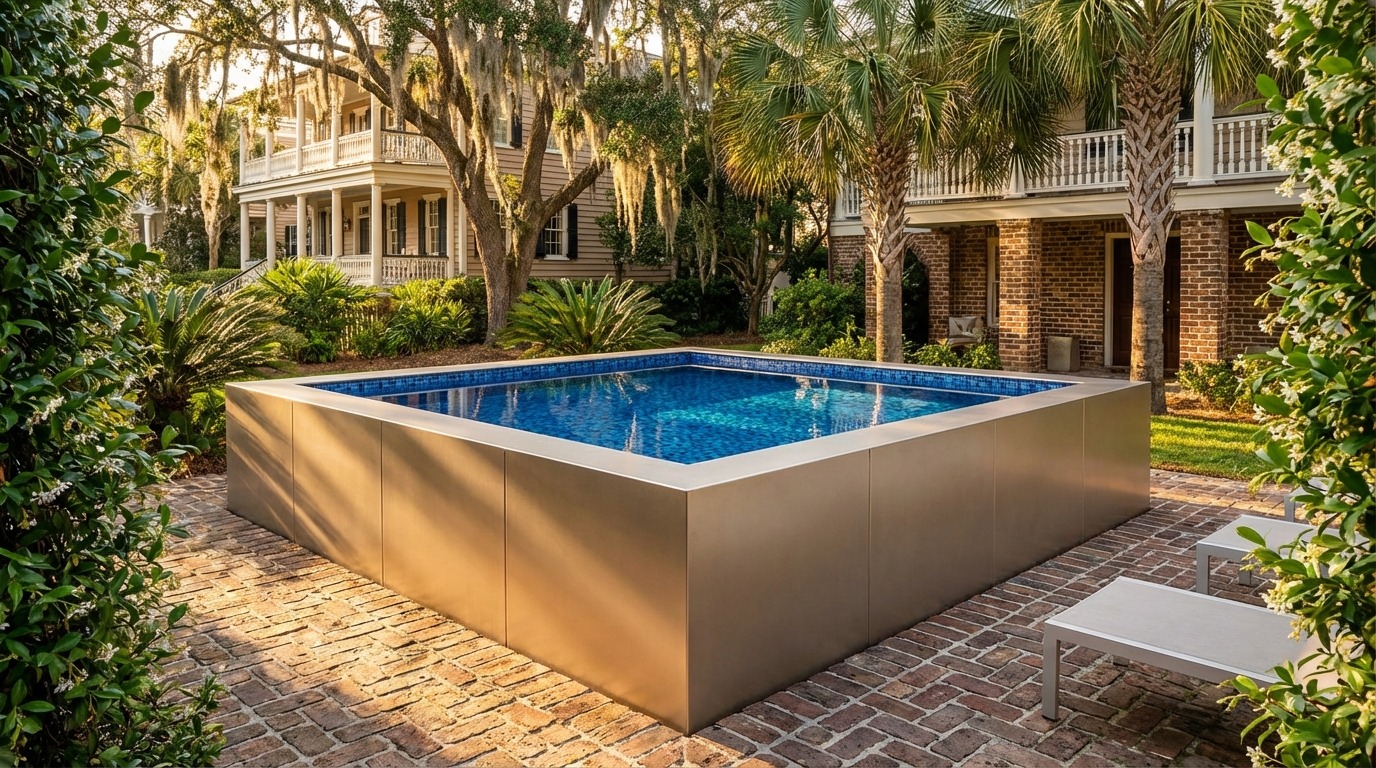 16 x 16 Champagne Mist Mystic Blue Architectural Pool