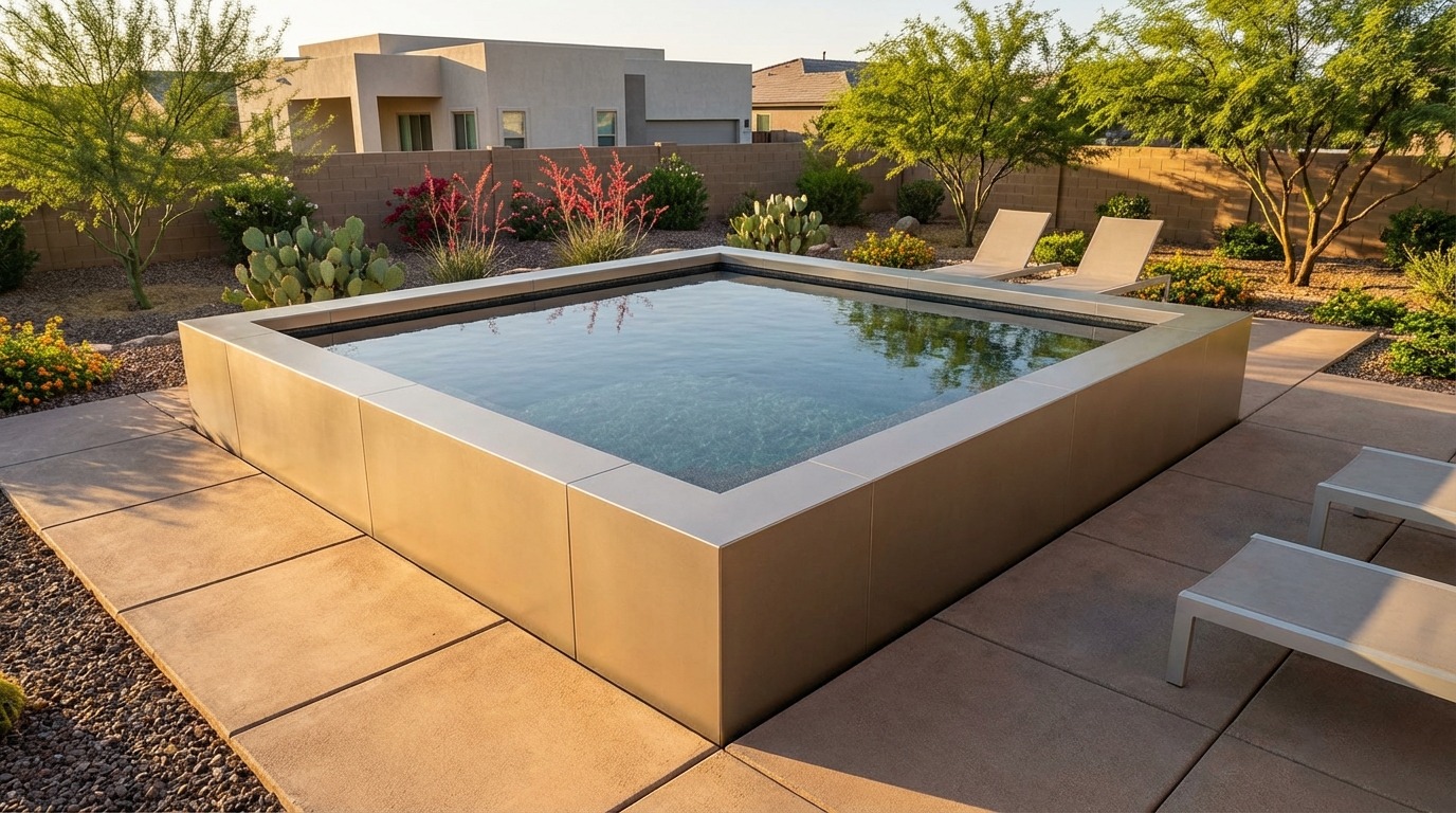 16 x 16 Champagne Mist Titanium Stone Architectural Pool