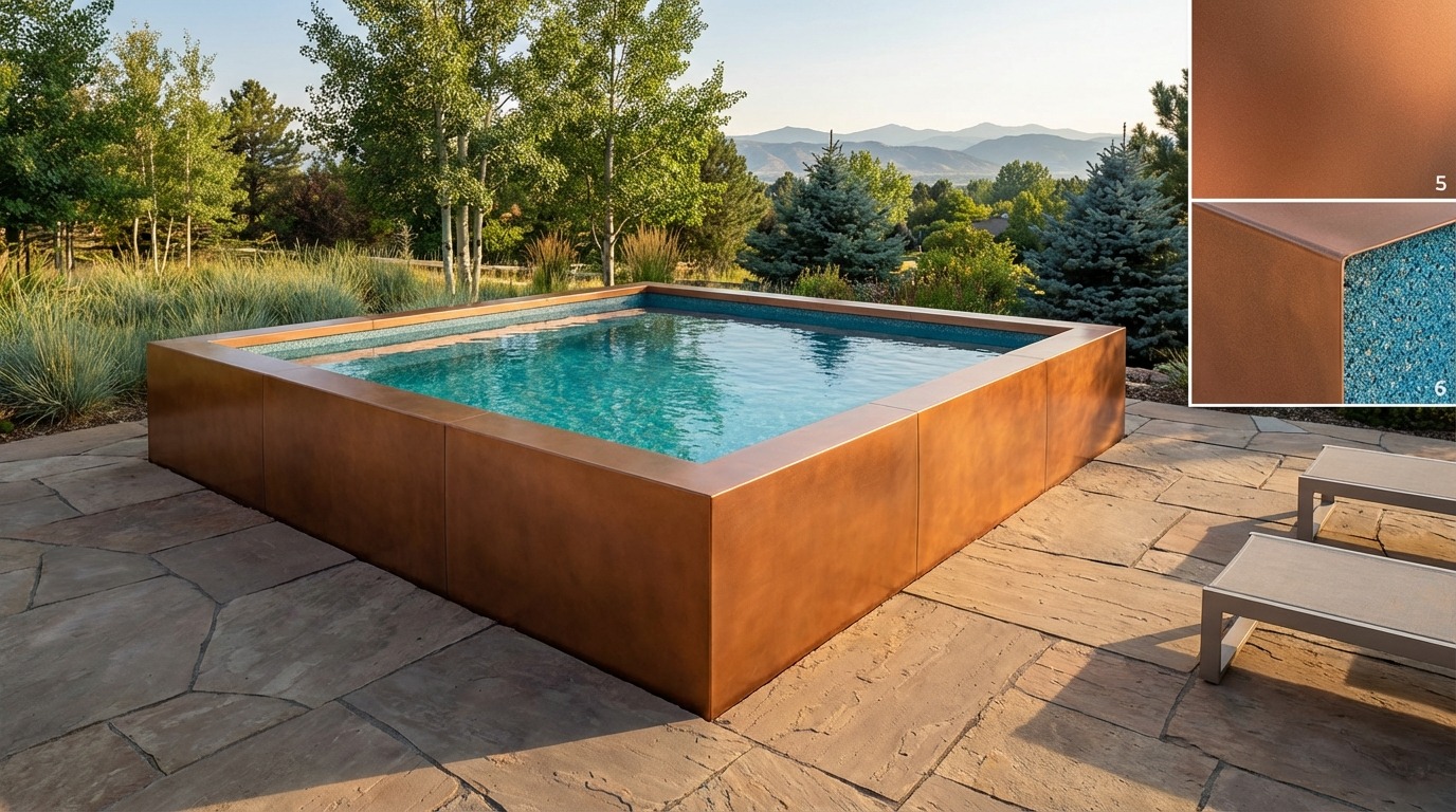 16 x 16 Espresso Copper Blue Topaz Architectural Pool