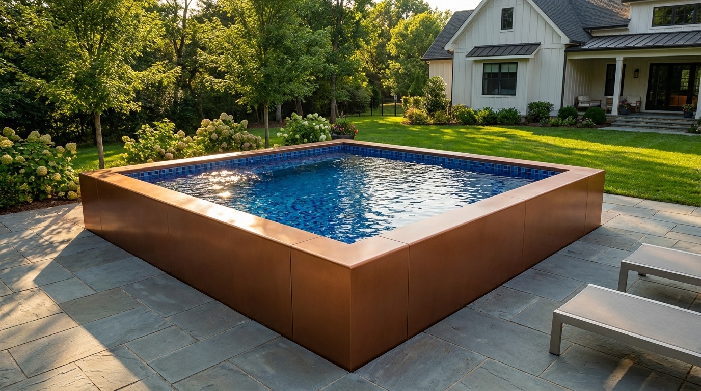 16 x 16 Espresso Copper Mystic Blue Architectural Pool