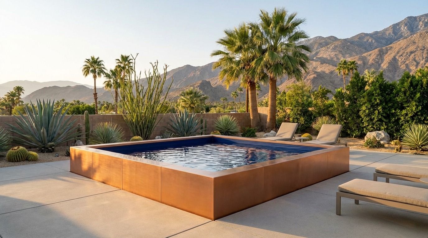 16 x 16 Espresso Copper Deep Sea Blue Architectural Pool