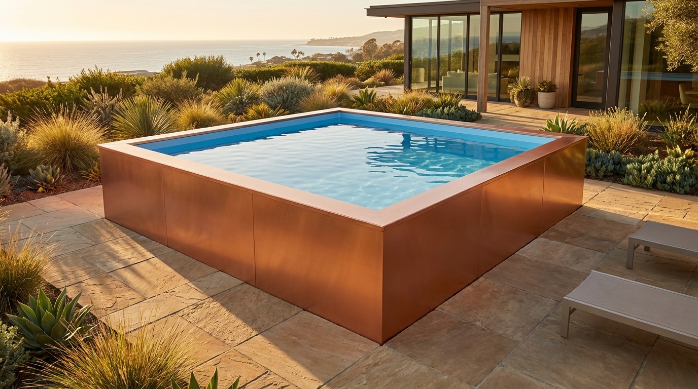 16 x 16 Espresso Copper Aqua Blue Architectural Pool