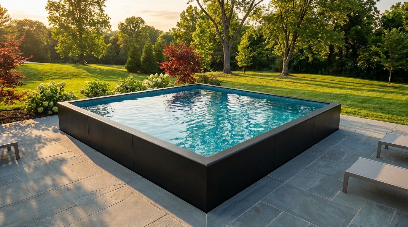 16 x 16 Midnight Black Blue Topaz Architectural Pool