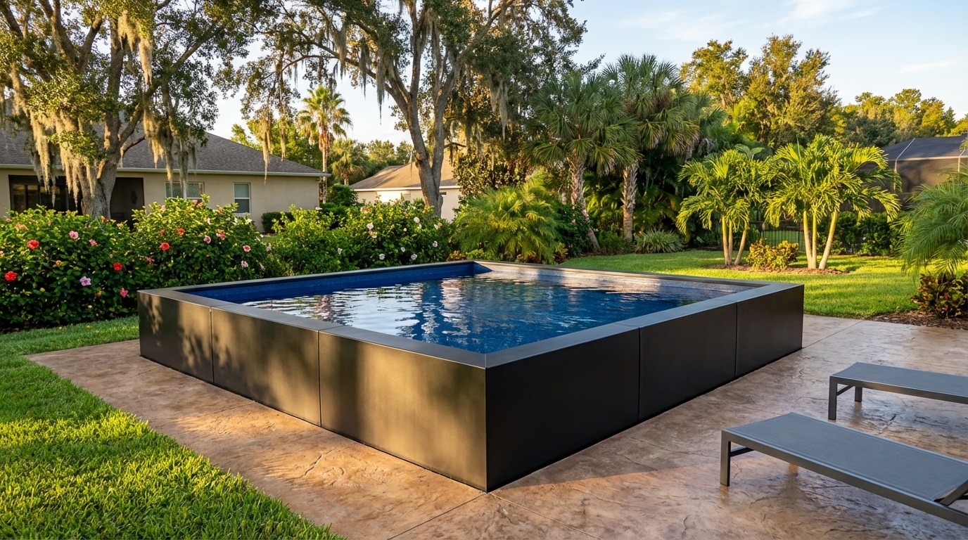 16 x 16 Midnight Black Deep Sea Blue Architectural Pool