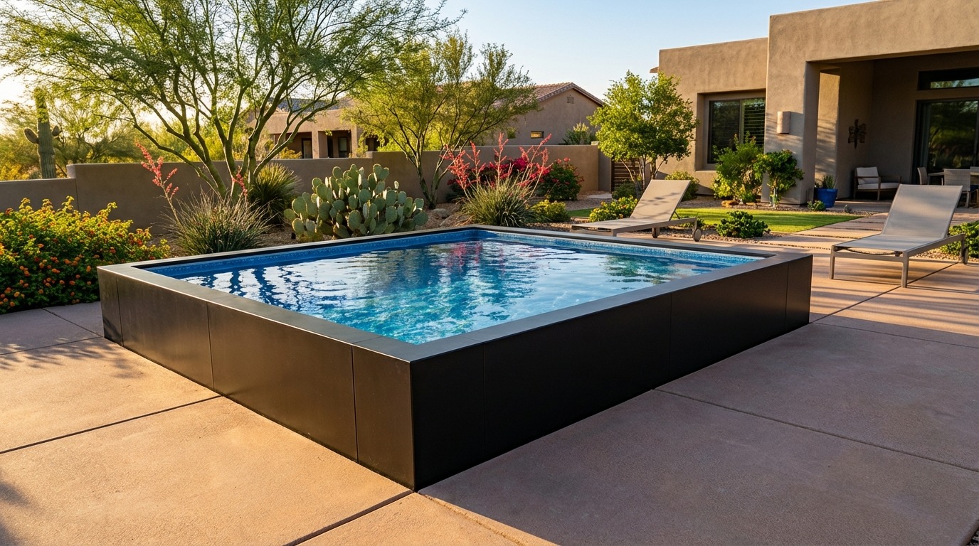 16 x 16 Midnight Black Aqua Blue Architectural Pool