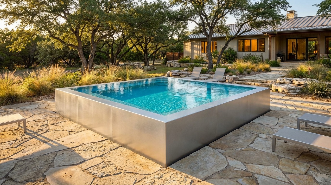 16 x 16 Platinum Silver Blue Topaz Architectural Pool