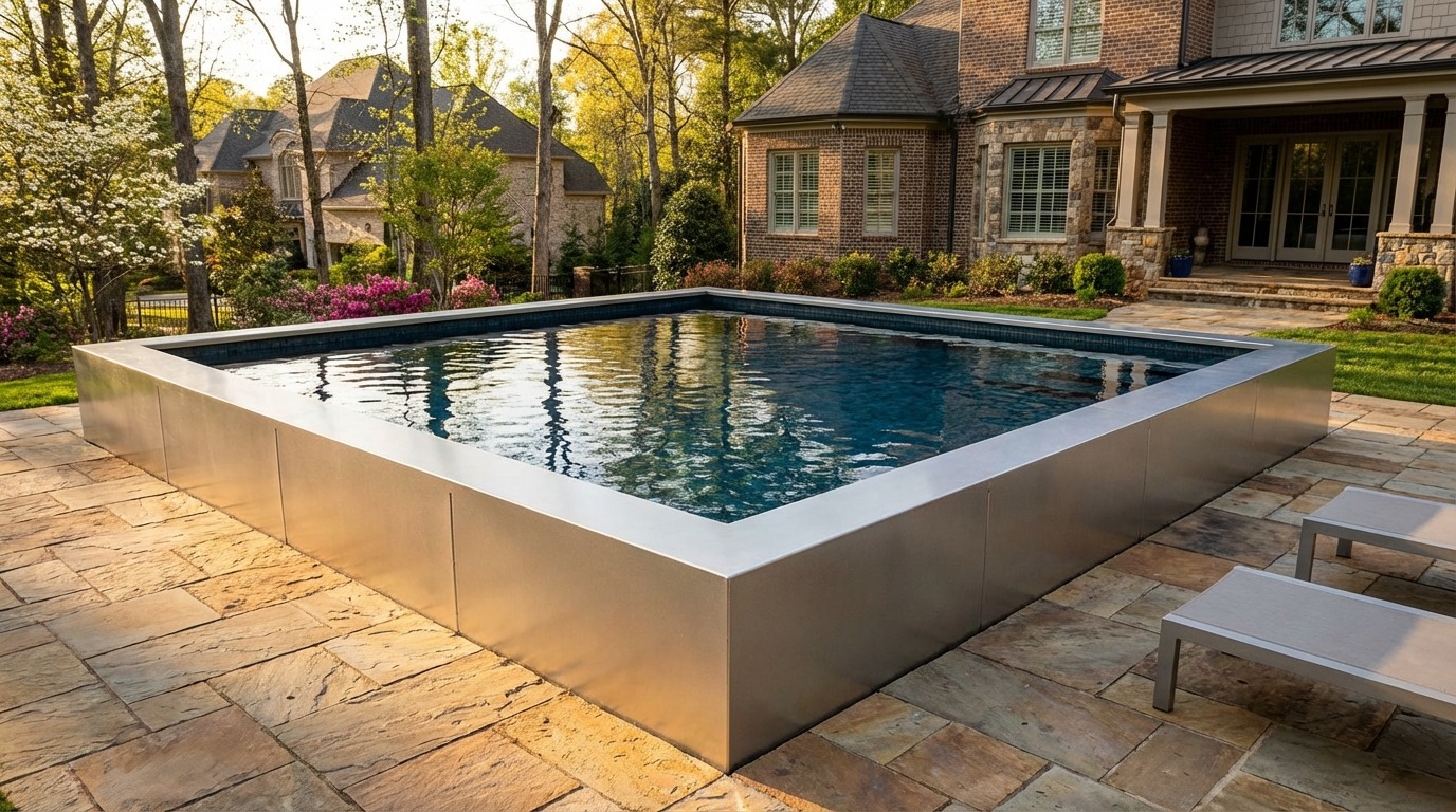 16 x 16 Platinum Silver Black Sapphire Architectural Pool