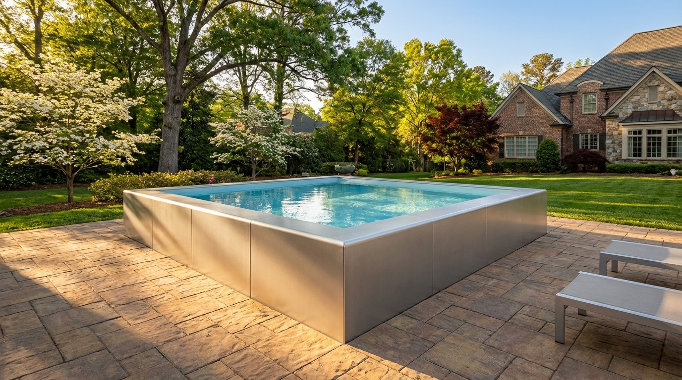 16 x 16 Platinum Silver Aqua Blue Architectural Pool