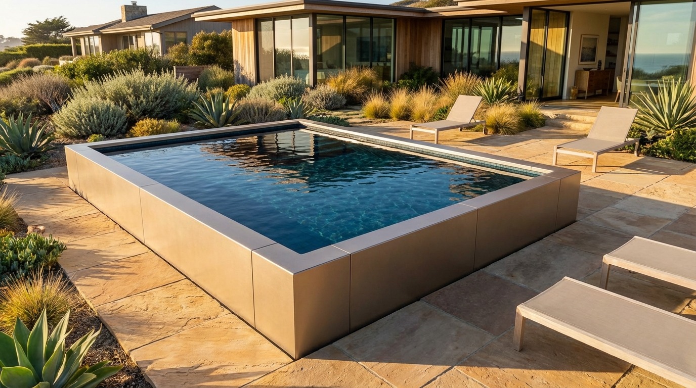 16 x 20 Champagne Mist Black Sapphire Architectural Pool