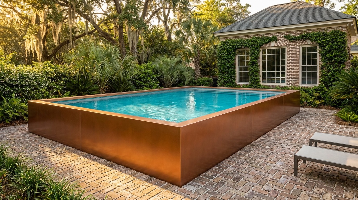 16 x 20 Espresso Copper Blue Topaz Architectural Pool