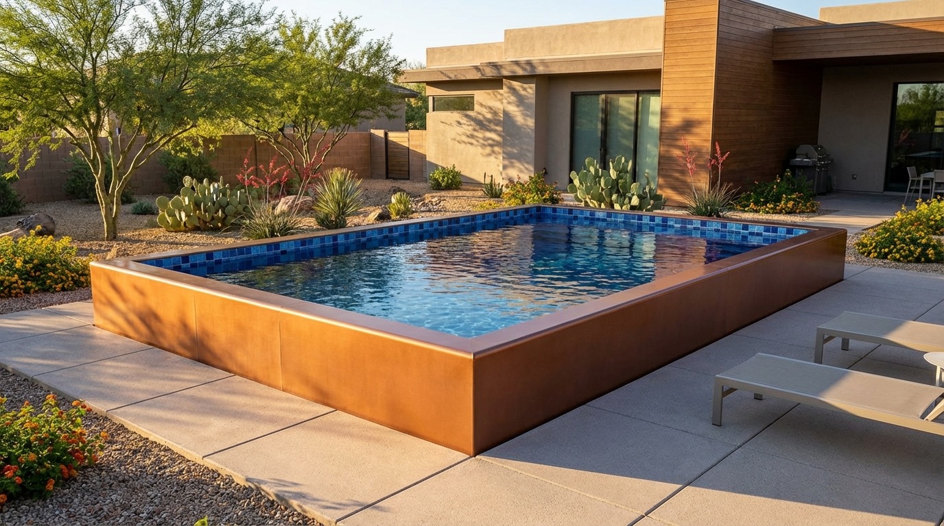 16 x 20 Espresso Copper Mystic Blue Architectural Pool