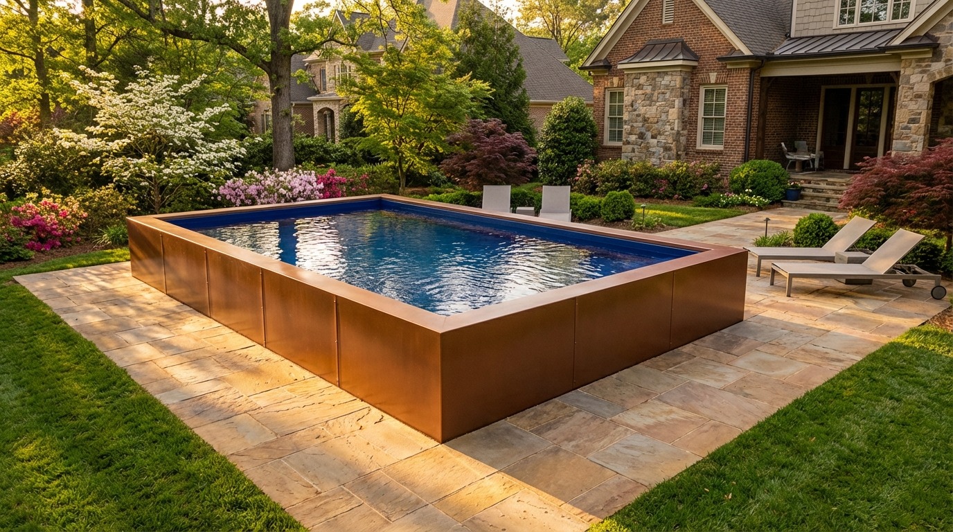 16 x 20 Espresso Copper Deep Sea Blue Architectural Pool