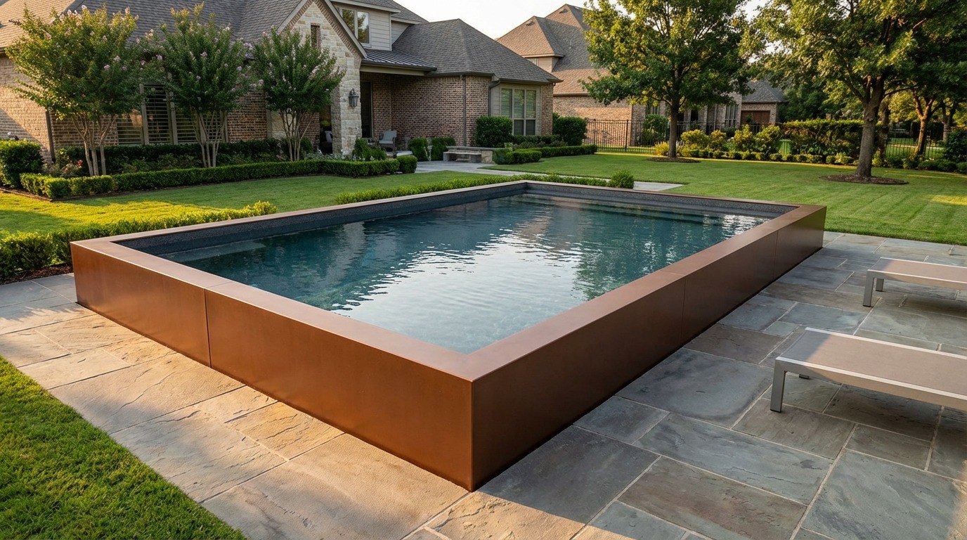 16 x 20 Espresso Copper Titanium Stone Architectural Pool