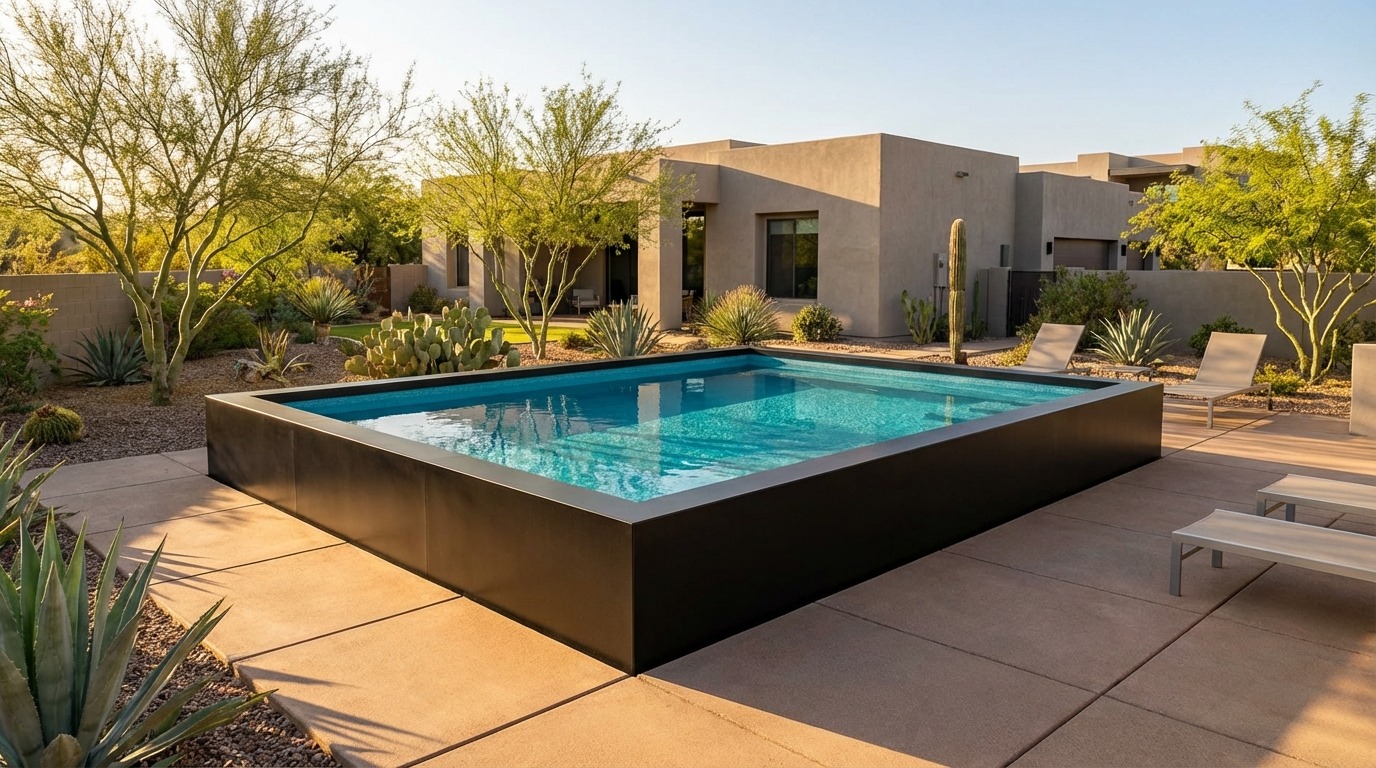 16 x 20 Midnight Black Blue Topaz Architectural Pool