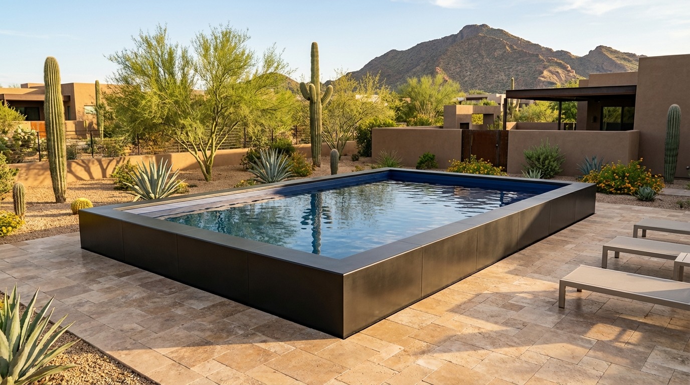 16 x 20 Midnight Black Deep Sea Blue Architectural Pool