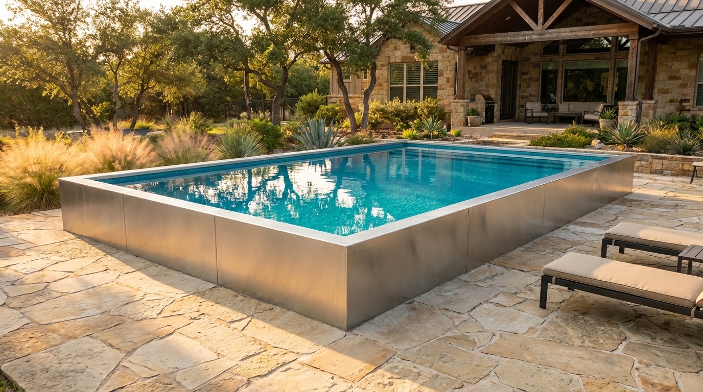 16 x 20 Platinum Silver Blue Topaz Architectural Pool