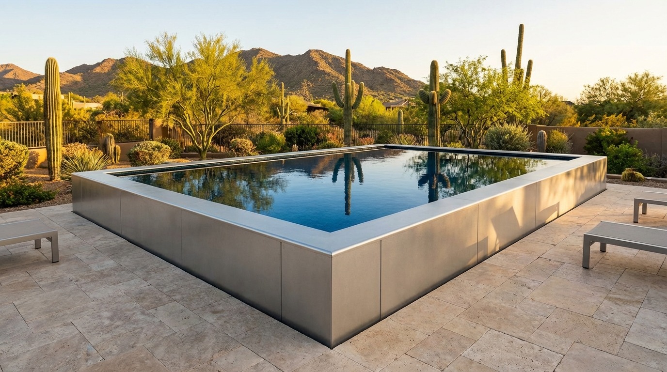 16 x 20 Platinum Silver Black Sapphire Architectural Pool