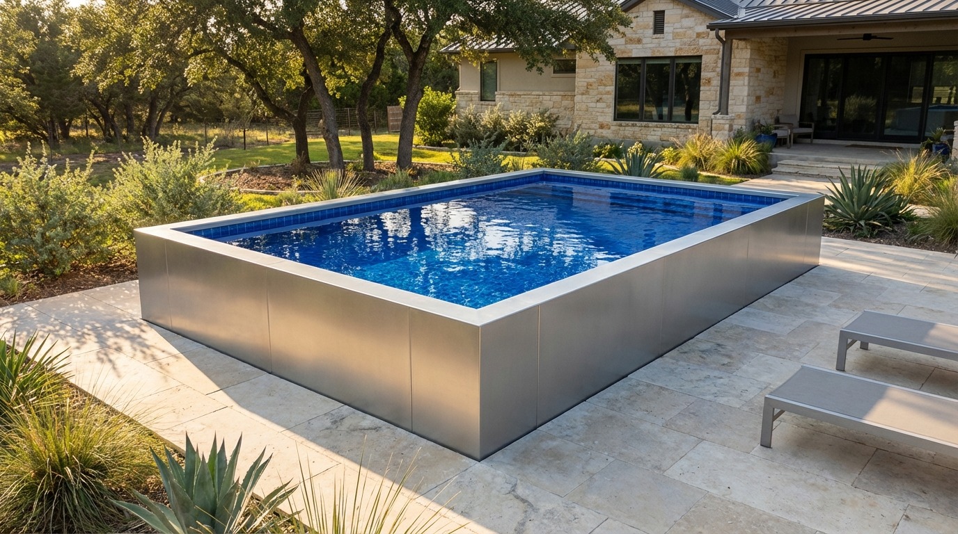 16 x 20 Platinum Silver Blue Matrix Architectural Pool