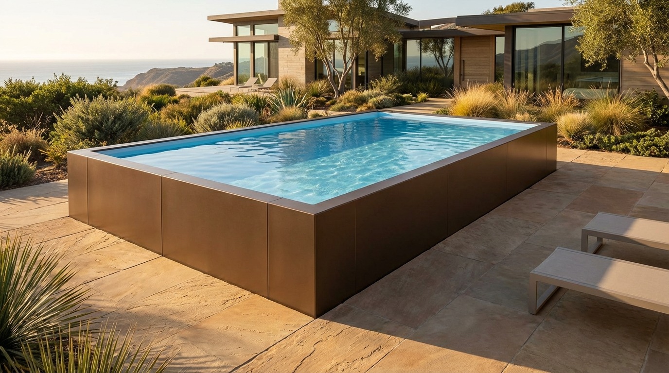 16 x 24 Canyon Bronze Aqua Blue Architectural Pool