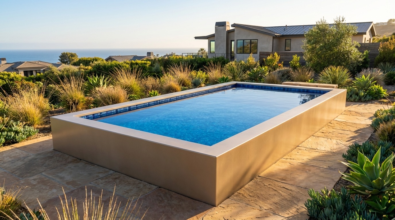 16 x 24 Champagne Mist Mystic Blue Architectural Pool