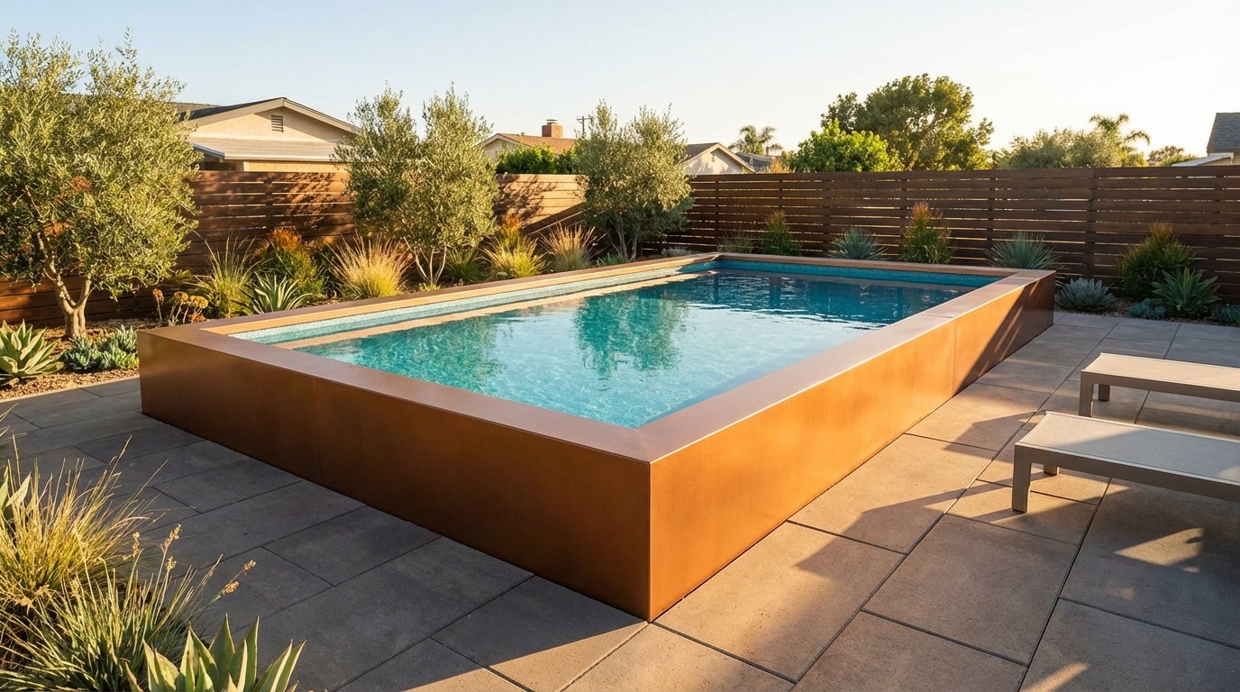 16 x 24 Espresso Copper Blue Topaz Architectural Pool