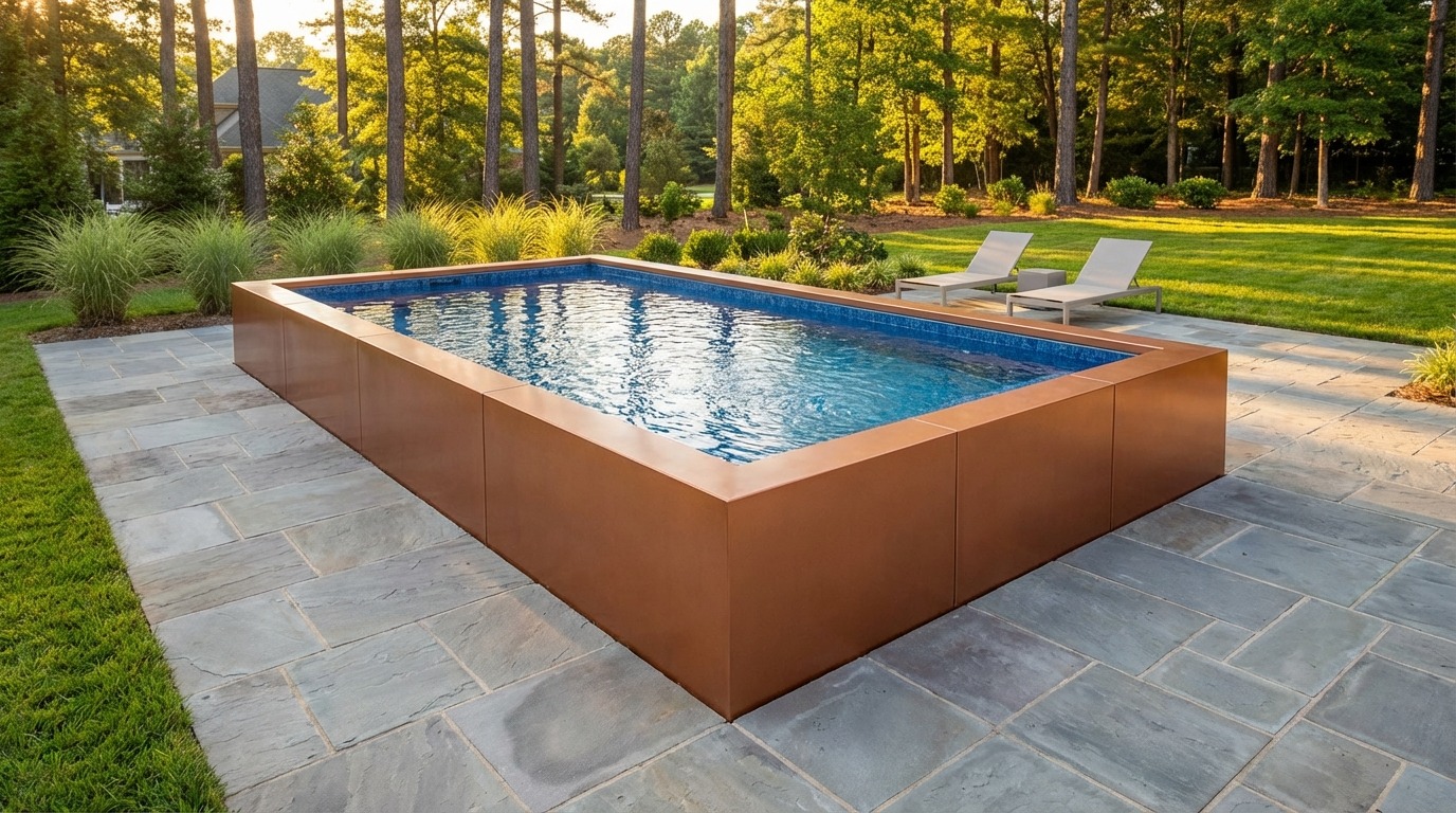 16 x 24 Espresso Copper Blue Matrix Architectural Pool