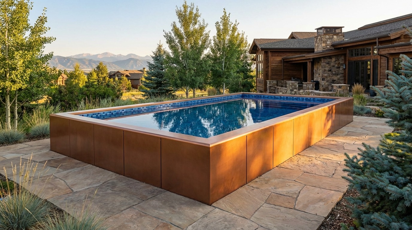 16 x 24 Espresso Copper Mystic Blue Architectural Pool