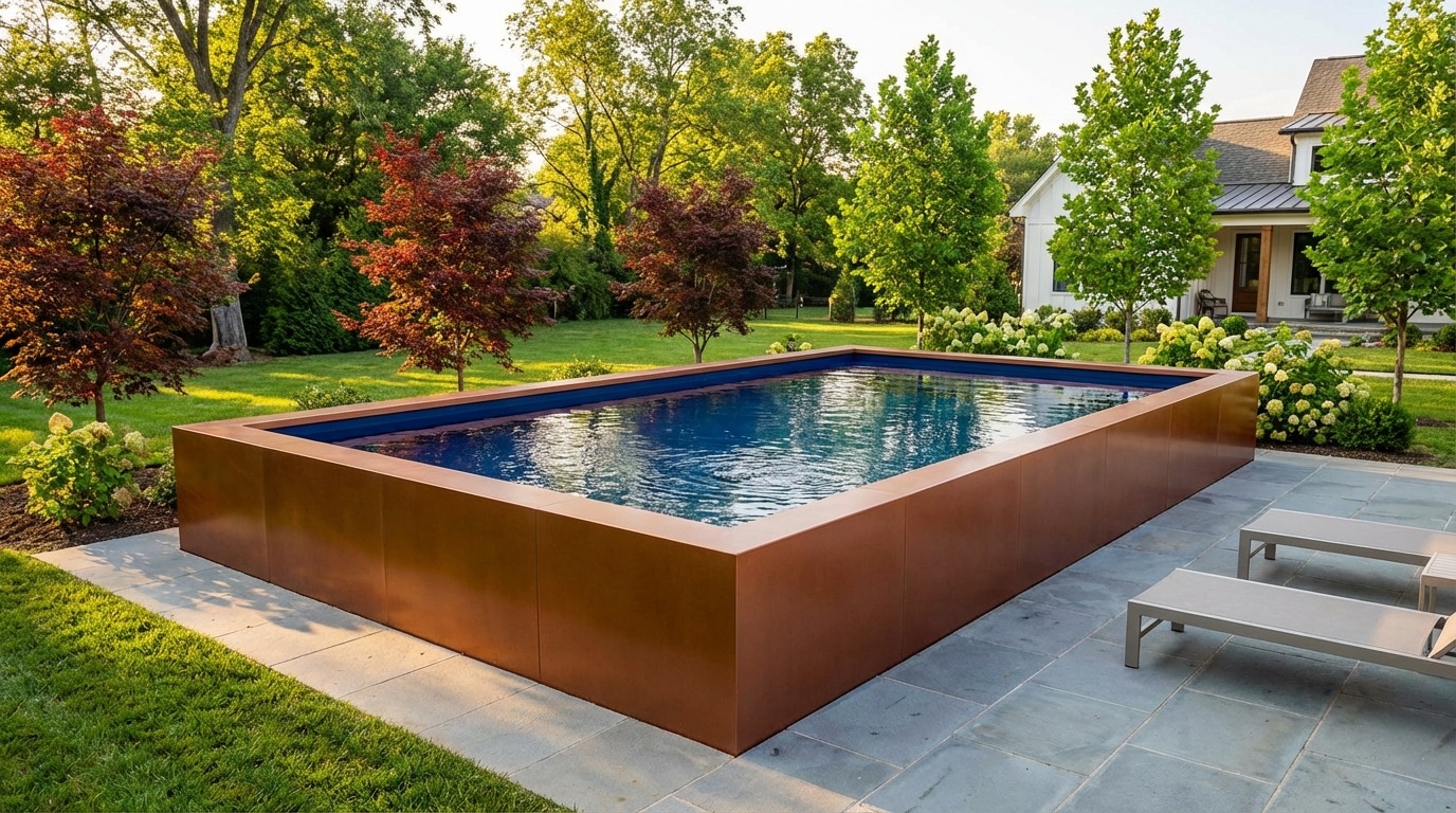 16 x 24 Espresso Copper Deep Sea Blue Architectural Pool