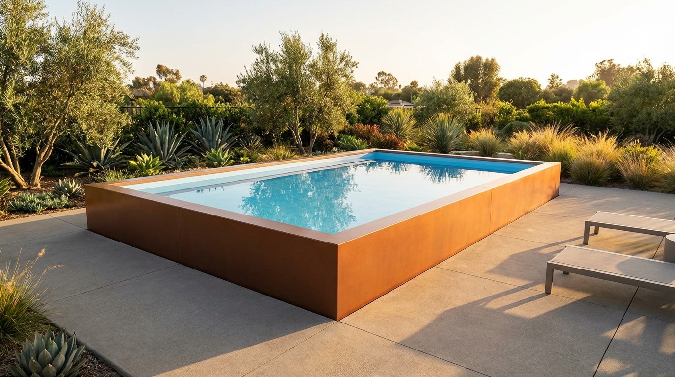 16 x 24 Espresso Copper Aqua Blue Architectural Pool