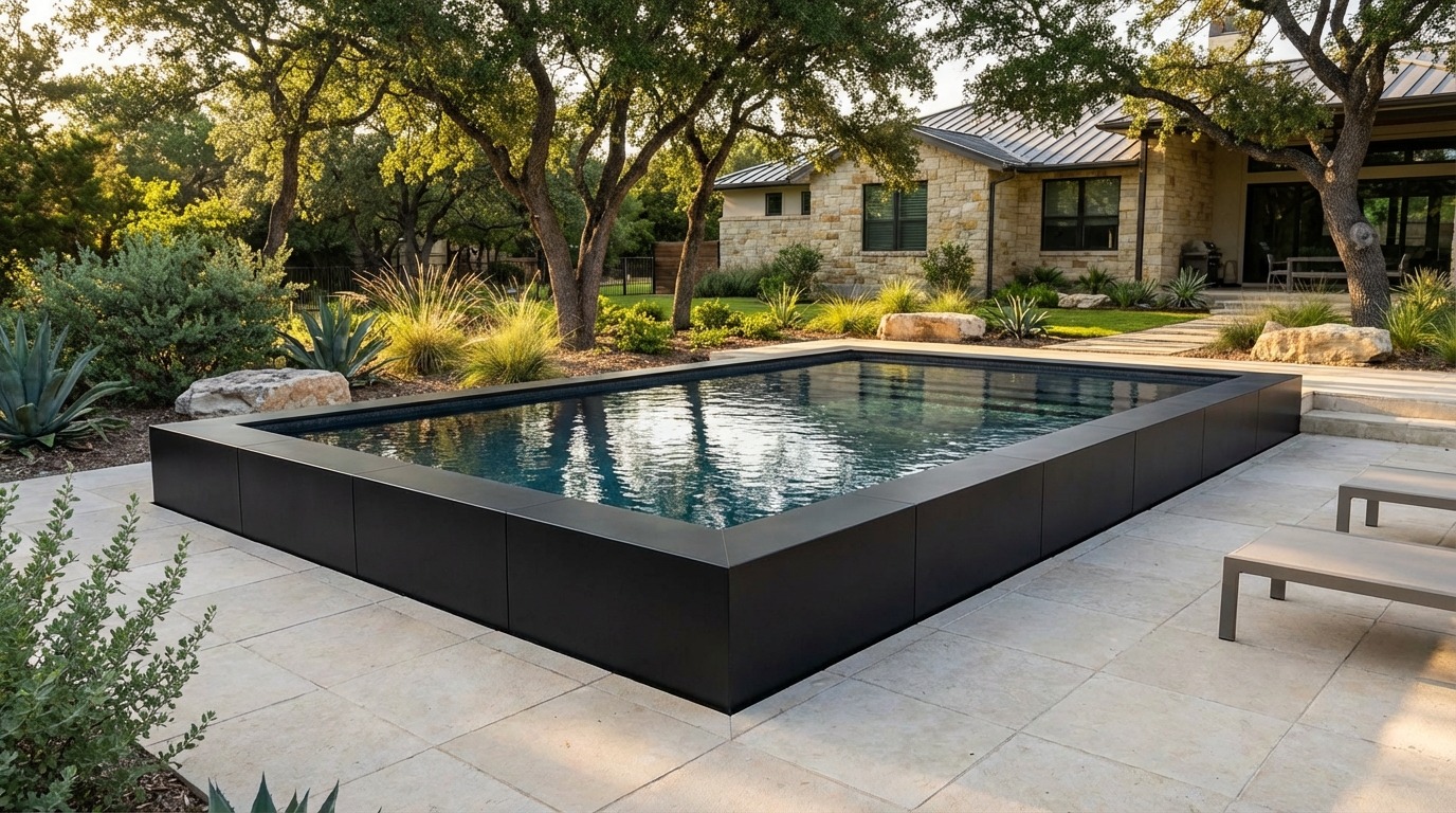 16 x 24 Midnight Black Titanium Stone Architectural Pool