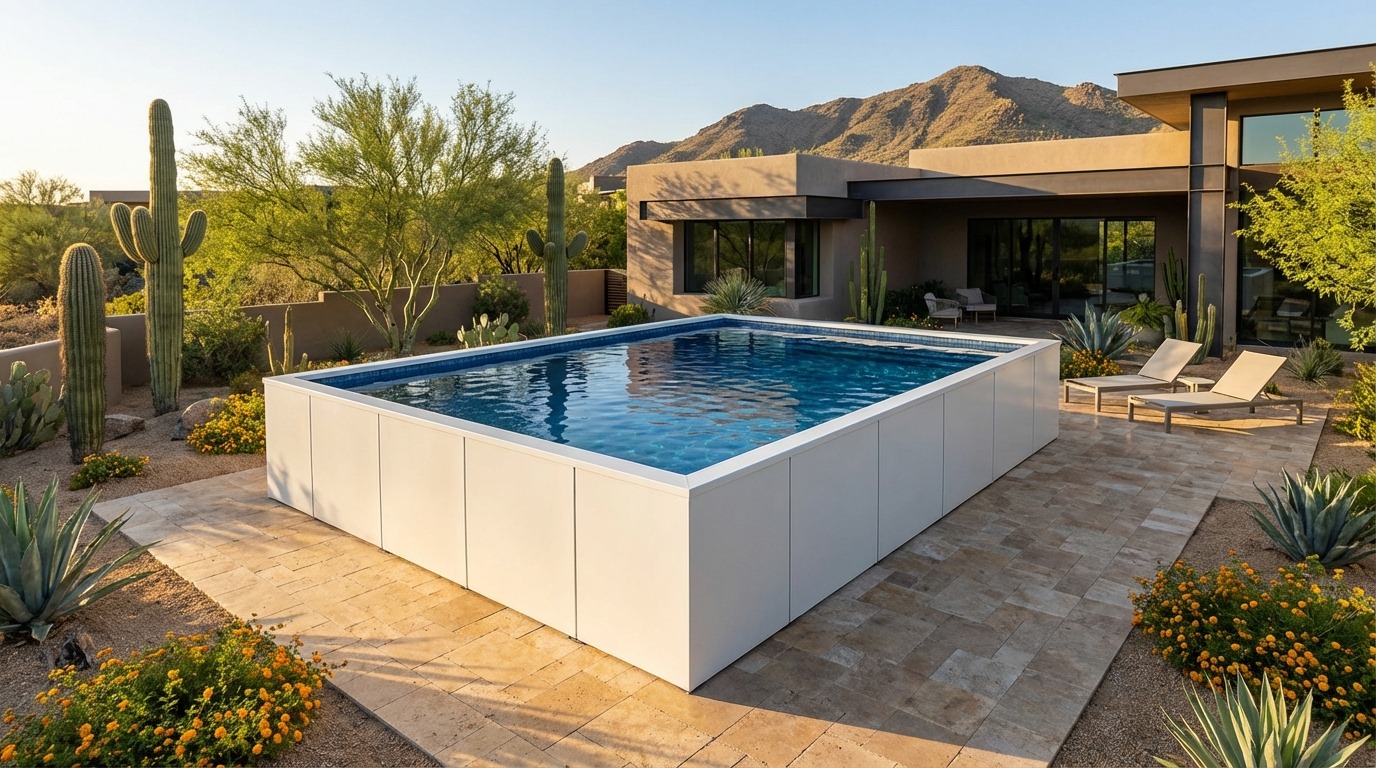 16 x 24 Alpine White Mystic Blue Architectural Pool