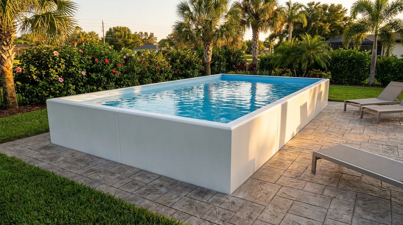 16 x 24 Alpine White Aqua Blue Architectural Pool