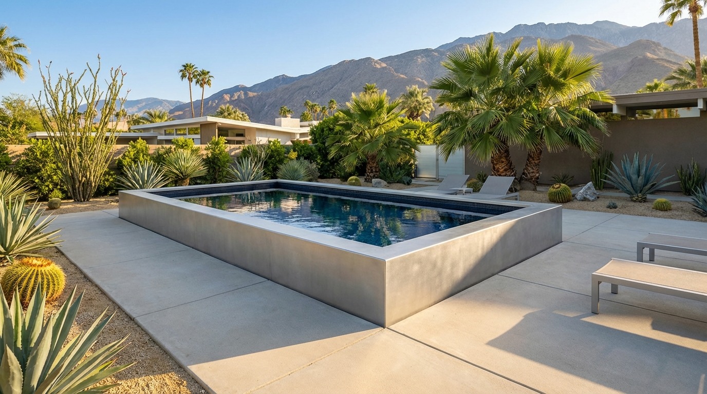 16 x 24 Platinum Silver Black Sapphire Architectural Pool