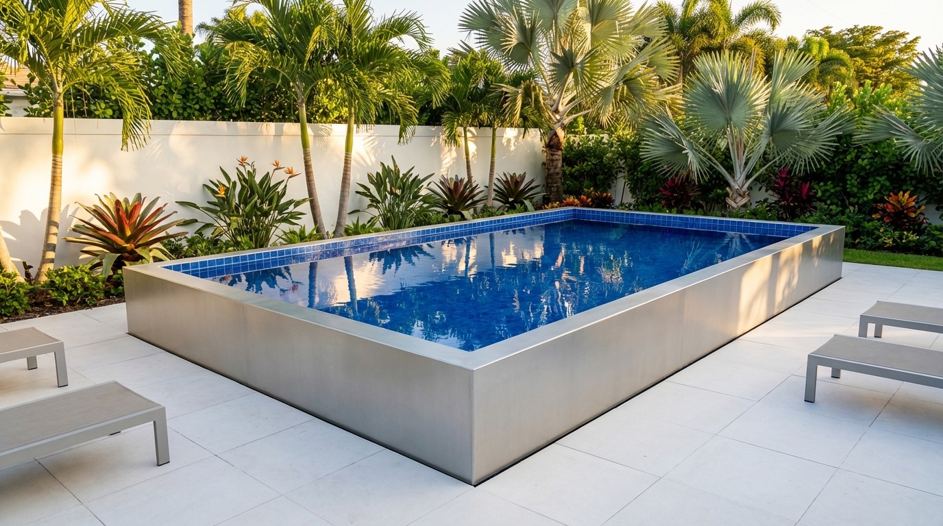 16 x 24 Platinum Silver Blue Matrix Architectural Pool