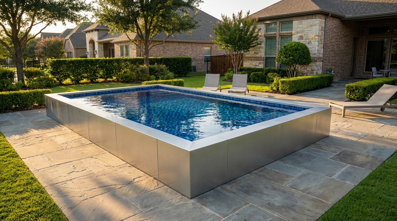 16 x 24 Platinum Silver Mystic Blue Architectural Pool