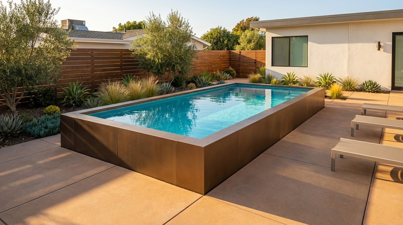 16 x 28 Canyon Bronze Blue Topaz Architectural Pool