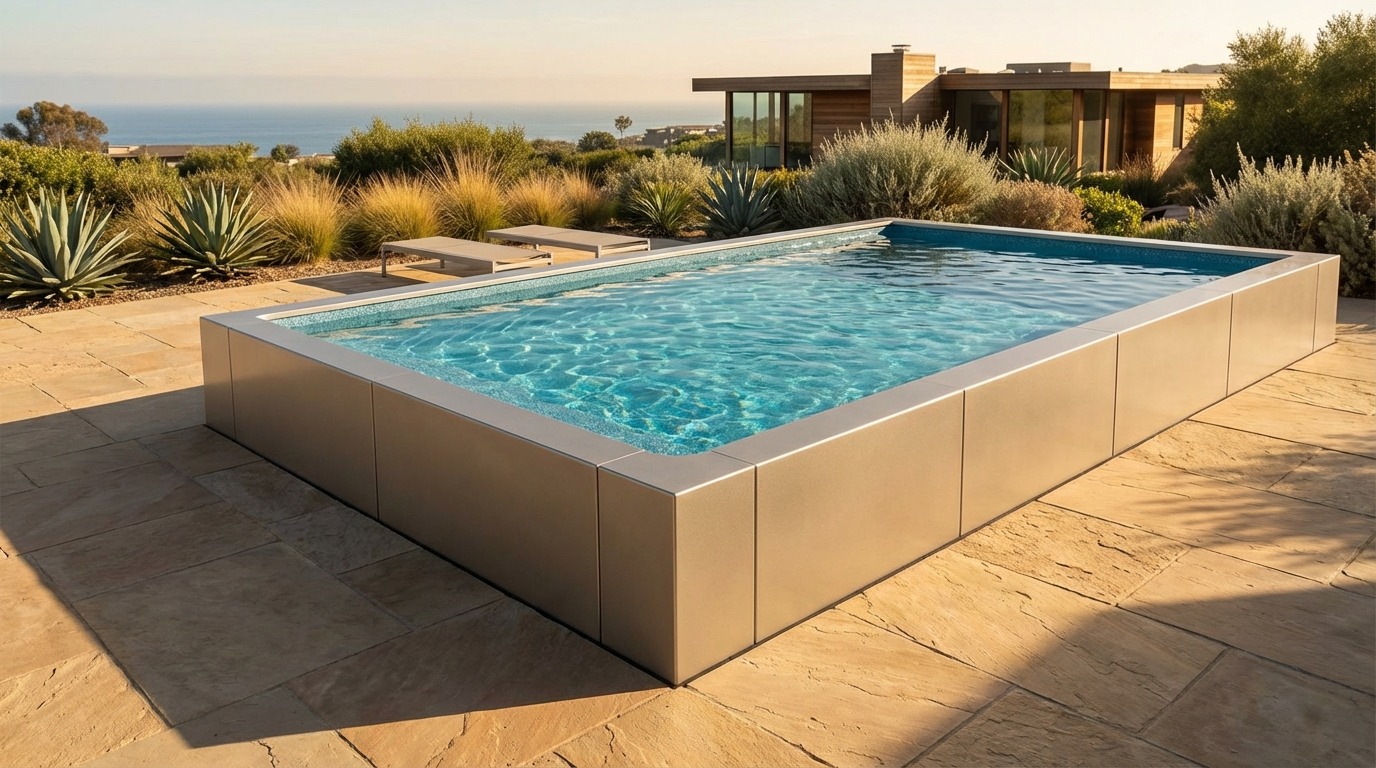 16 x 28 Champagne Mist Blue Topaz Architectural Pool