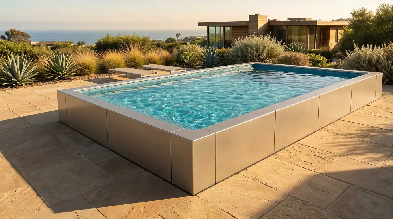 16 x 28 Champagne Mist Blue Topaz Architectural Pool