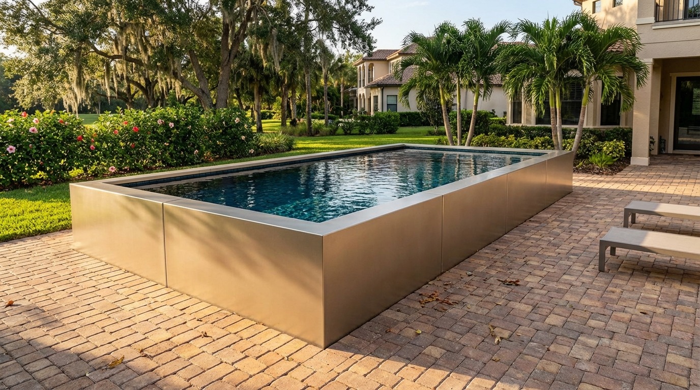 16 x 28 Champagne Mist Black Sapphire Architectural Pool