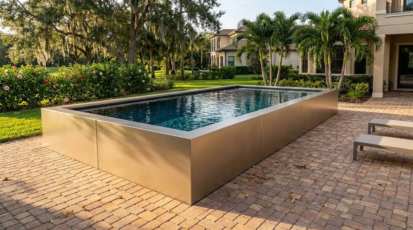 16 x 28 Champagne Mist Black Sapphire Architectural Pool