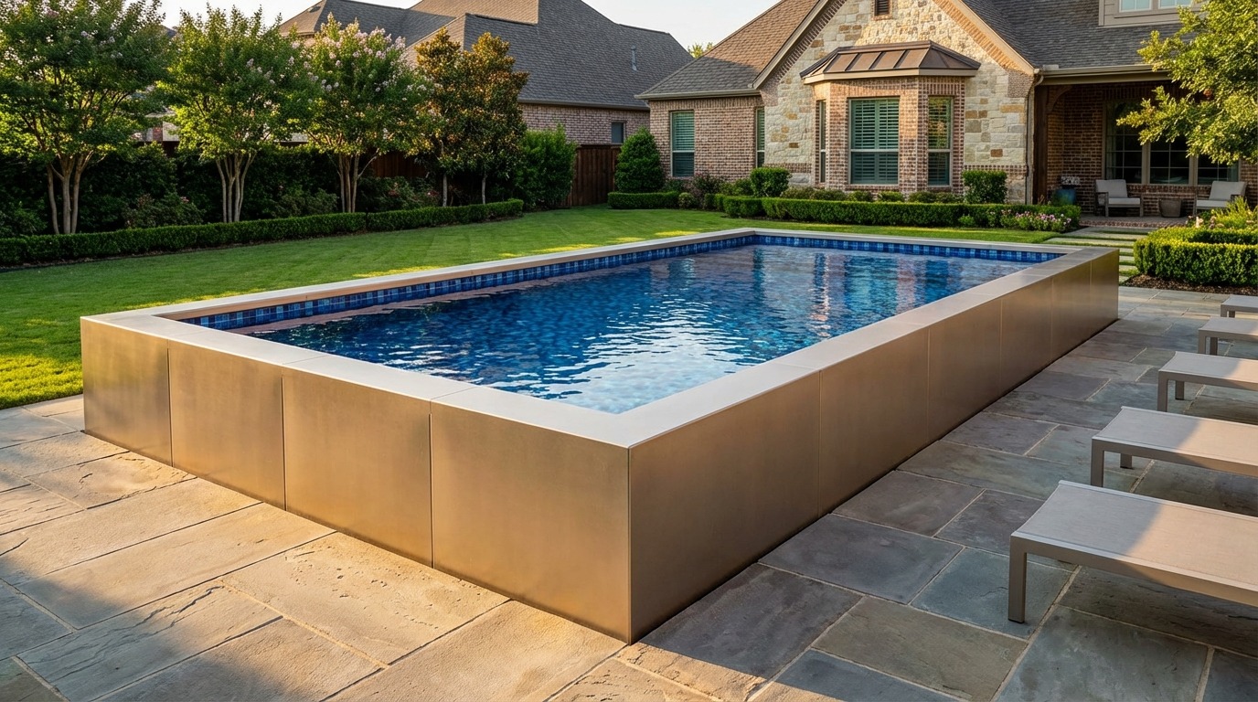 16 x 28 Champagne Mist Mystic Blue Architectural Pool