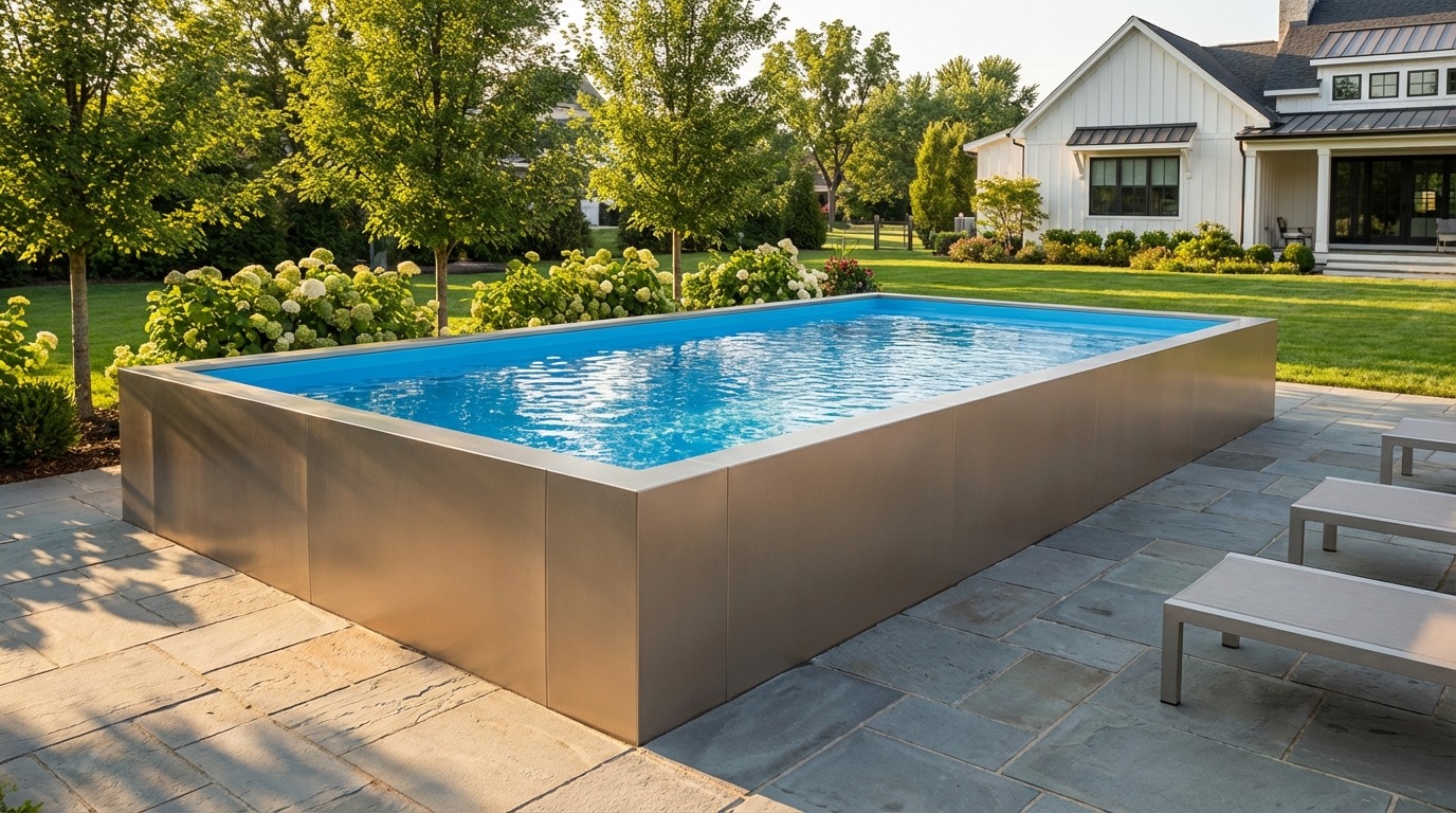 16 x 28 Champagne Mist Aqua Blue Architectural Pool