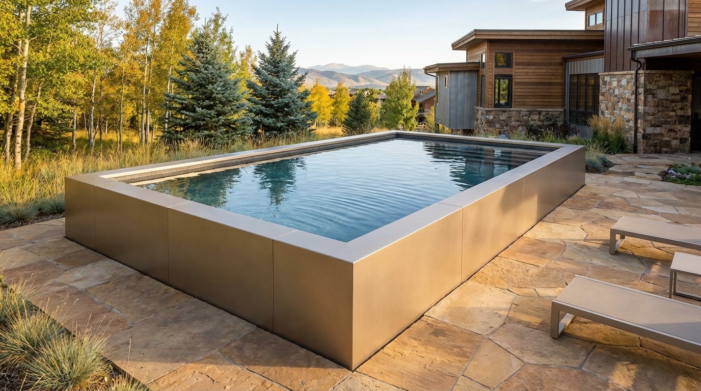 16 x 28 Champagne Mist Titanium Stone Architectural Pool